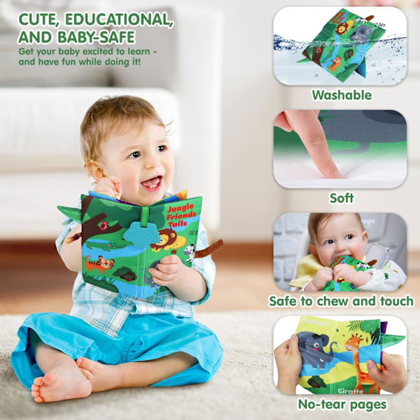 Babybog, Kludbøger til babyer, Touch and Feel Crinkle Bog til babyer, Spædbørnsbøger Sensorisk Babybog, Tænderlegetøj til baby 6-12 måneder（Gård）