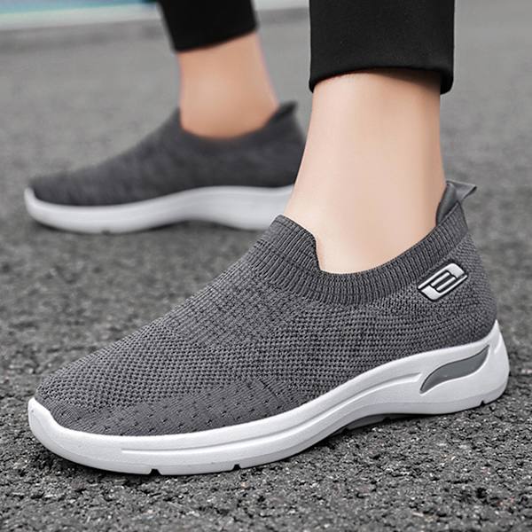 Herr Mesh Sneakers Andningsbara Bekväma Dämpande Fällbara Resistenta Mjuka Sulor Snygga Herr Casual Skor Gray 42