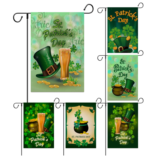 St. Patrick's Day Garden Banner, Irish Festival, olutta, kultakolikoita, hattukoristeinen puutarhabanneri, laadukas ja hyvän säänkestävä 30*45cm A