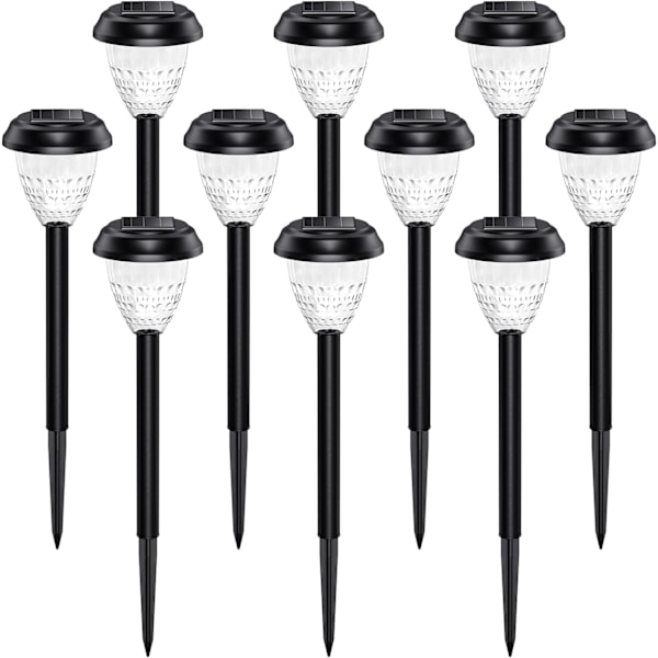 Super Bright Solar Lights Outdoor Waterproof 10 Pack, Dusk to Dawn Up to 12 Hrs Solar Powered Pathway Garden Lights Auto On/Off, LED Landscape Light Warm