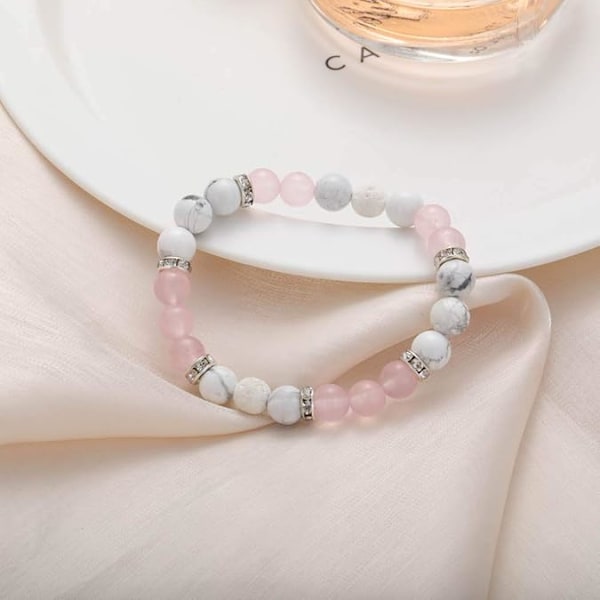 8MM Natursten Healing Crystal Stretch Armband för Ångest Stress Relief Howlit Lava Stenar Meditation Pärlor Armband för Kvinnor