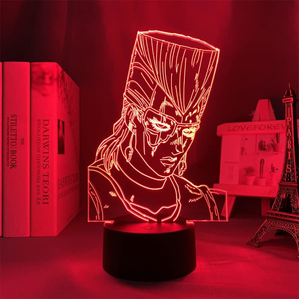 Akryl Jean Pierre Polnareff 3D Lampe Anime Illusions LED Nattelys Jente Gutter Bursdagsgave 7/16 Farger Berøringsfjernkontrollbryter