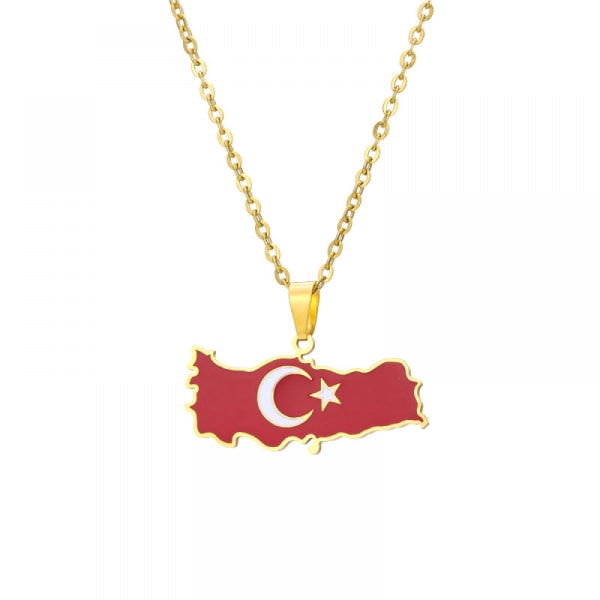 Damhalsband, Turkiet Karthänge Halsband i rostfritt stål Tillbehör Karta Geometriskt hänge Smycken i etnisk stil
