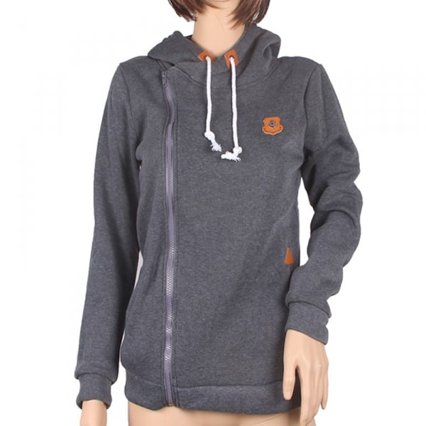 Damhuvtröjor med luva Jerseyjackor Sned dragkedja Fleece Jumper Sweatshirt, Tröjor för kvinnor  Tröjor Långärmade Tunika Toppar,M