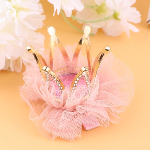 Hårklämma, Djuprosa Rhinestone Crown Hårklämma för Flickor Prinsessa Crown Hårnål Kristall Tiara Bobby Pins, 1 styck