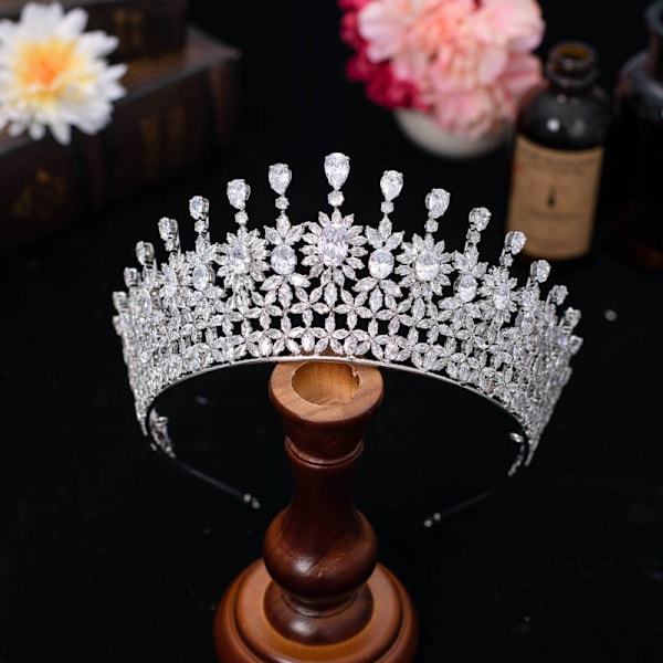 Cubic Zirconia Brudesløjfe til Bryllup Prinsesse Dronning Tiara Høj Fest Pageant Hårpynt Sød 16 Hårtilbehør