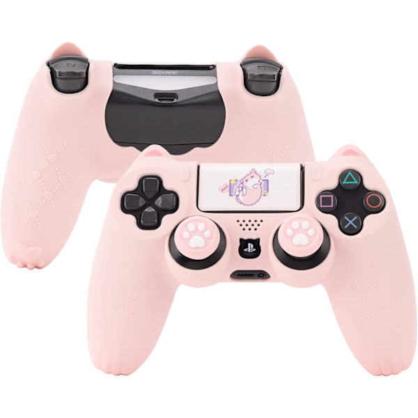 Kattenslab PS4-kontrollerhud Anti-skli Silikonhud Beskyttende Deksel for PS4 Trådløs Kontroller Pink