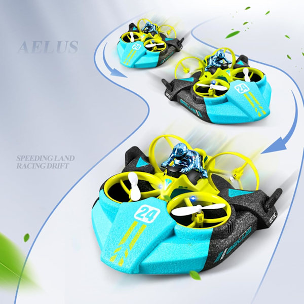 Hovercraft RC Båd 3 i 1, Fjernstyret Hovercraft Båd RC Drone Race Drift Biler Legetøj