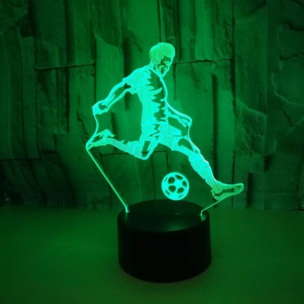 3D Fotballspiller LED nattlyslampe illusjon 7 fargeendrende berøringsbryter bordskrivebord dekorasjonslamper gave med akryl flat ABS base