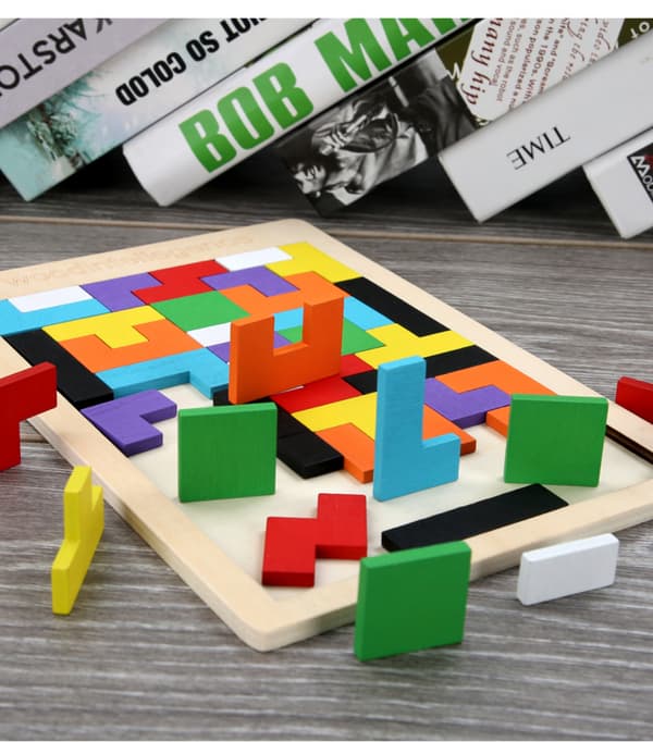 Trä Tetris Variation Block Intellektuella Byggstenar Pussel