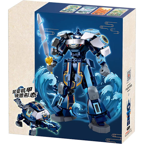 Transformerende Mech Robot Byggesæt, Mini Superhelteserie med Minifigurer, Cool Battle Titan Turtle Warrior (250 Dele)
