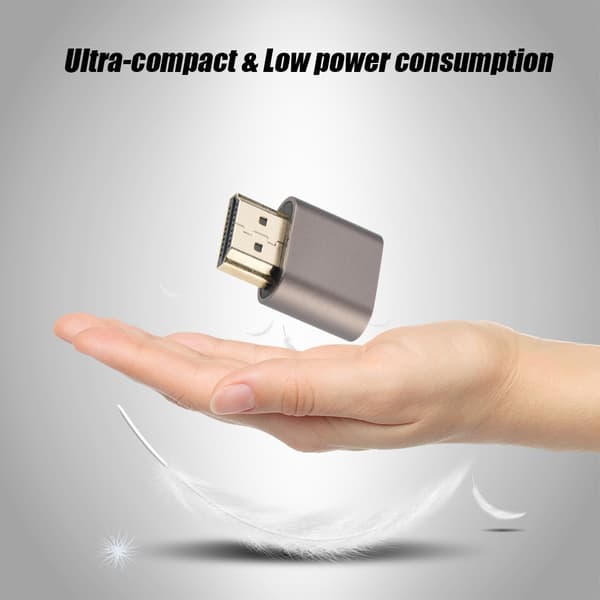 HDMI Dummy Plug Hovedløs Ghost Display Emulator Display Adapter 1920x1080 @60Hz Sølvgrå