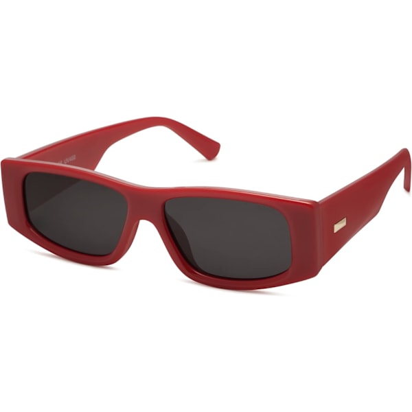 Retro Trendiga Rektangulära Polariserande Solglasögon 80-tal 90-tal Y2K Snygga Designersolglasögon Dark Red Grey