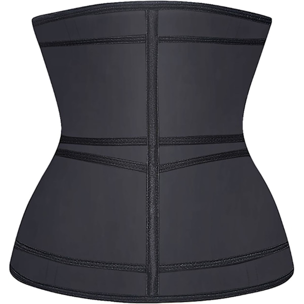 Midjetrener for kvinner Latex Underbust JSculpt Dobbel Treningsbelte Trening Sport Korsett C-black (Double Straps) L