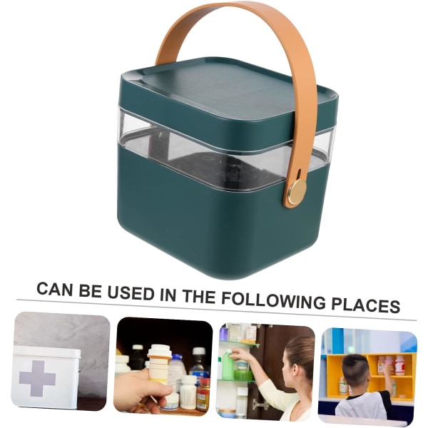 WJ Medicine Box Emergency Medicine Box Ljusbrytare Protector Medicin Förvaringsbehållare Toalettartiklar Resebehållare Medicin Box green 19.3X17.3X17.5CM