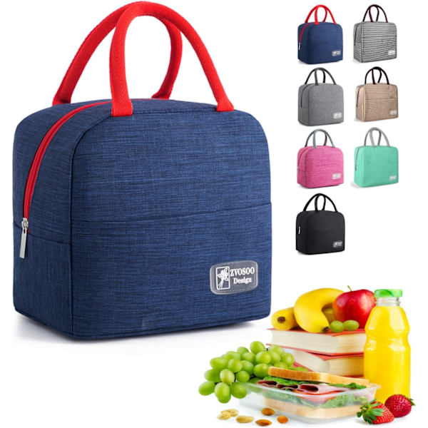 Isoleret frokostposer til kvinder og mænd, genanvendelige frokostbokse, vandtæt tote taske til arbejde, kontor, picnic, udendørs (mørkeblå) Navy Blue