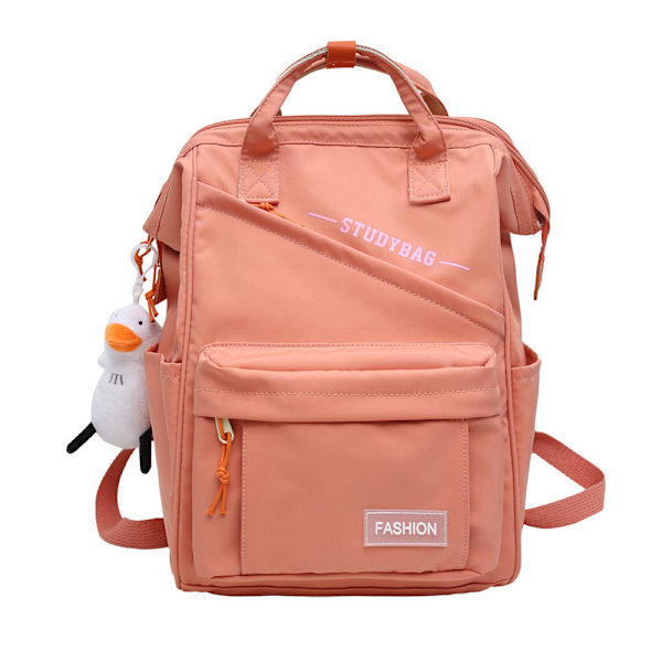 Yksivärinen reppu, suurikapasiteettinen laukku, korkeakouluopiskelija, lukiolainen, koululaukku, matkalaukku Dark Pink+Duck