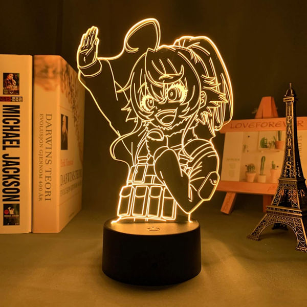 Anime LED-lys Tanya Degurechaff for barnerom dekorasjon bursdagsgave romdekorasjon bord 3D lampe 3D optisk illusjon nattlys PXJD