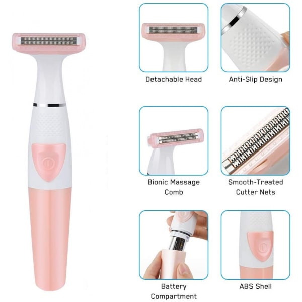 Elektrisk rakapparat för kvinnor, sladdlös batteridriven elektrisk rakapparat, vattentät bikiniklippare för våt/torr användning