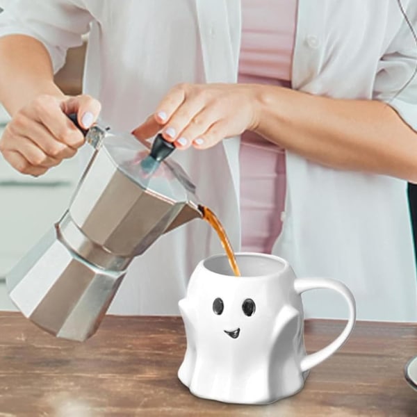 Nyhetsspennende Spøkelseskopp 3D Søt Keramikk Kaffekopp Perfekt for Bursdag Hvit Elefant Gaver til Kaffe Melk Te Elsker White