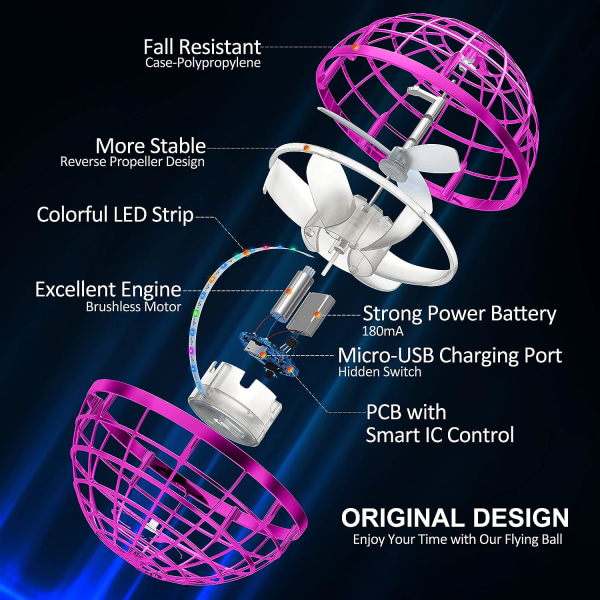 AMERFIST Flygande boll leksak, Hover Orb, 2022 Magisk Controller Mini Drone, Boomerang Spinner 360 Snurrande Spinner UFO Säker Barn Vuxen