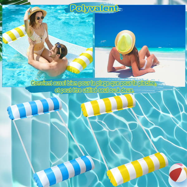 Voksen Pool Float, 2 Stykker Oppustelig Pool Madras, Multi-Purpose Flydende Hængekøje Åndbart Mesh, Vand Loungestol Pool Sø Be