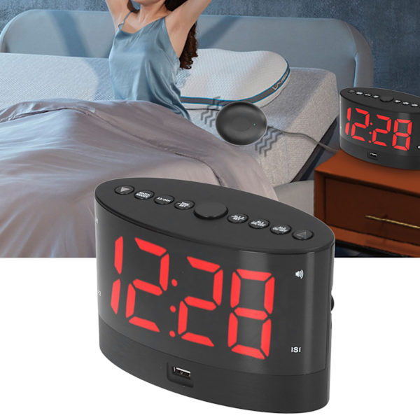 Digital väckarklocka USB-laddningsväckarklocka med 3 vibrationslägen och 2 tidslägen