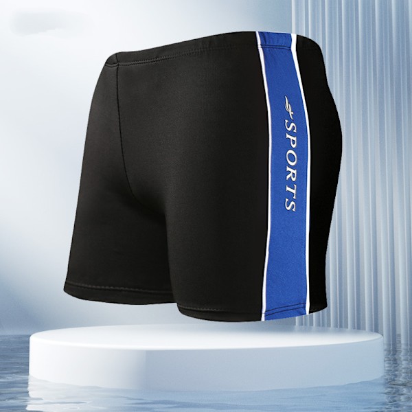 Herre fedt store størrelse badebukser 200 pund kan bære voksen mode behagelige løse flade badebukser Dark Blue 2XL