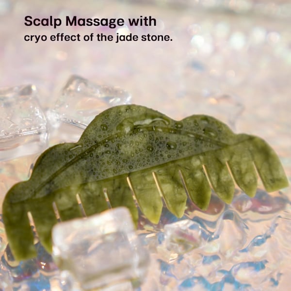 Naturlig Jade Kam Hoved Massager, Hovedbund Massage Kam og Gua Sha Skrabeværktøj, Meridianer Massageværktøj til Hovedpleje og Afslapning (Serpentin) Serpentine