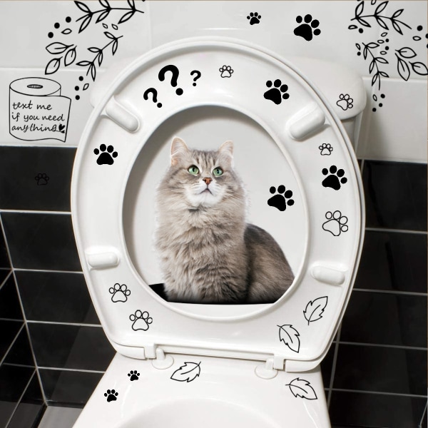Kissa 3D wc-istuimen cover tarra seinämaalaus taidejuliste tausta kylpyhuoneen makuuhuoneen seinätarra