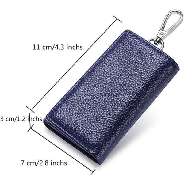 Nahkainen avainlaukku, ripustettava kodin avainlaukku, pariskunnan muodikas naudannahkainen lompakko (sininen)