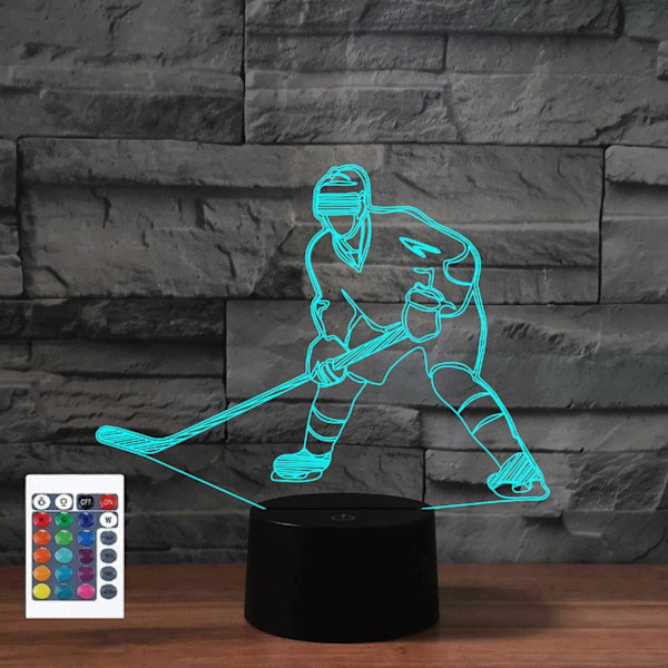 3D Play Ishockey Fjärrkontroll 16 Färger Nattlampor Illusion Akryl LED Bord Sänglampa Barn Sovrum Skrivbordsdekoration Födelsedagspresenter Leksak