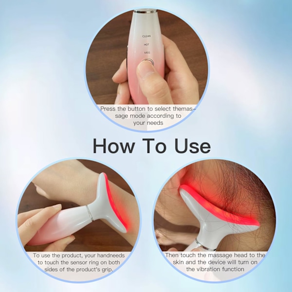 3-i-1 ansigtsmassager, nakke-ansigtsmassager, hudpleje ansigtsmassageværktøj, ansigtsformningsværktøj med termisk, vibration