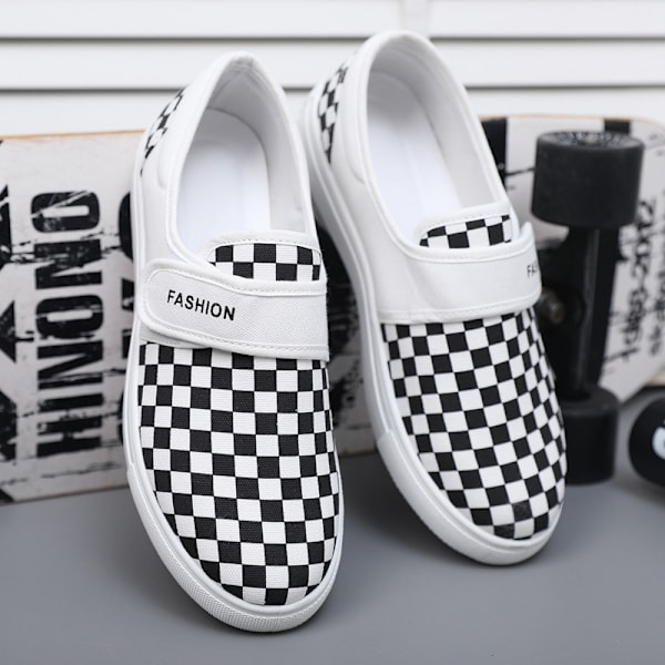 Sommer sko Plus Size Multi-farve All-match Herresko Low-top Sneakers Letvægts Herresko Casual Sko White Checkerboard 40