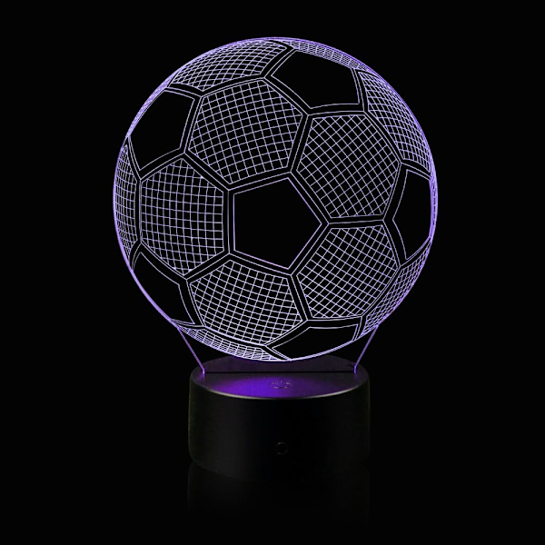 3D Illusion Fodbold Natlys Lampe med 16 Farveskift Touch Sort Base Strømforsyning af AA Batterier med Fjernbetjening Fødselsdagsgave