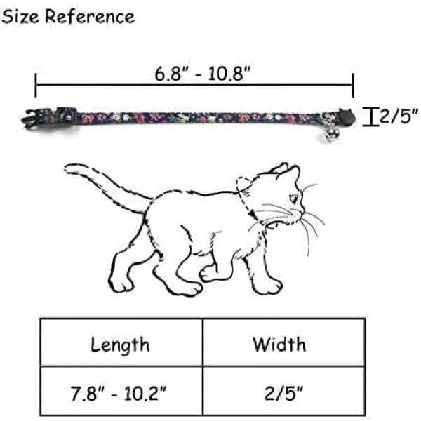 4 kpl kissan kaulapantaa turvallinen pikalukitus kellolla - Säädettävä kissan kaulapanta pienellä kukallisella värikkäällä kuviolla pehmeä vahva nylonnauha kissalle, pennulle, kissalle