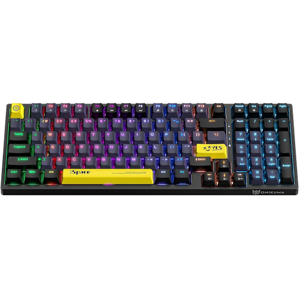 80% Mekaniskt Speltangentbord, 98 Tangenter Kompakt, Mjuk Taktil Brun Switch, Regnbågs-LED Bakgrundsbelyst Tangentbord, Trådbundet Datortangentbord