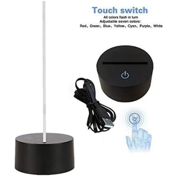 Abstrakt 3D Chihuahua Hund Optisk Illusjon Nattelys 7 Fargeendring Berøringsschalter USB-drevet LED Akryl Skrivebordslampe til Jul Thanksgiving