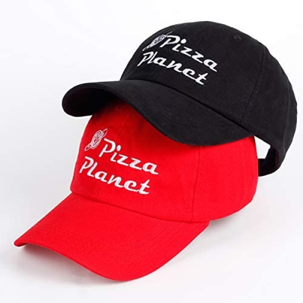 AVEKI Pizza Planet Hattu Lippalakki Cap Isähattu Säädettävä Puuvilla Aikuisten Urheiluhattu Unisex, Punainen-1