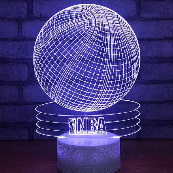 Basketball 3D Optisk Illusion Akryl Natlampe Berøringskontakt 7 Farveskift USB LED Bordlampe