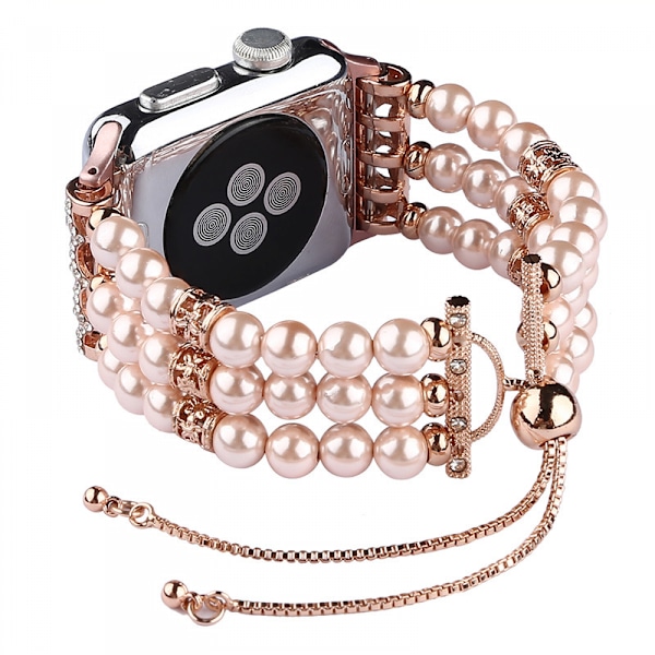 Helmi- ja Agattikoristeinen Ranneke Apple Watchille Series SE 8 7 6 5 4 3 2 1, Säädettävä iWatch 38/40/41mm Rannekoru