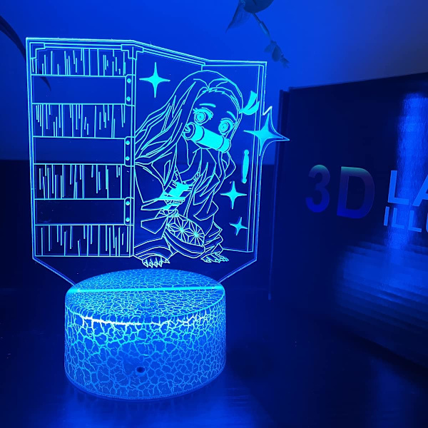 3D Illusions nattlys, Anime-lampe med 7 farger for barnegavene soverom dekor (Søt jente)