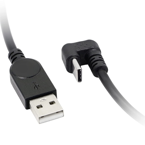 USB Type C -kaapeli U-muotoinen, 180 asteen kulma USB C Fast Data Sync -latausjohto USB A - USB-C -pikalaturin johto useimmille C-tyypin laitteille - musta 1Ft/30C