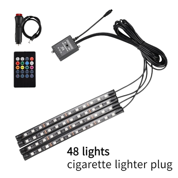 Bil LED-stämningsljus modifierad bil APP-stämningsljus bil mobiltelefon bluetooth dekorativt ljus (48 lampor)