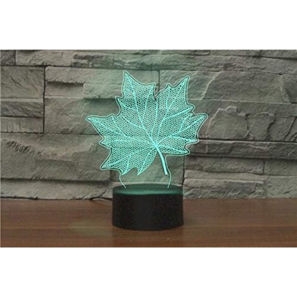 3D Lönnlöv Fjärrkontroll 16 Färger Nattlampor Illusion Akryl LED Bord Sänglampa Barn Sovrum Skrivbords Dekoration Födelsedagspresenter Leksak