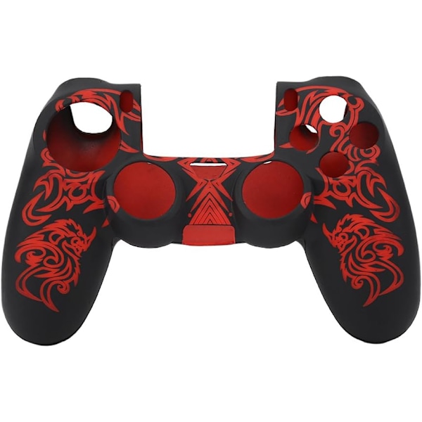Spillkontrollhud Grip Deksel Case, Myk Silikon Case, Hud Grip Shell Deksel for PlayStation 4 PS4 Kontroll Black-red