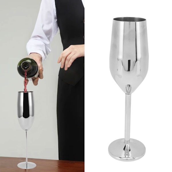 Vinglas i rustfrit stål, smuk og elegant metal champagne glas til middage og fester Silver