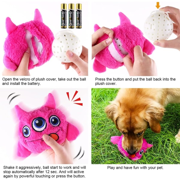 Interaktiv hund leksak studsande skrattande boll ljud monster plysch valp leksak pip vibration vibration automatisk mobil GST hund säker elektronisk elektrisk Pe