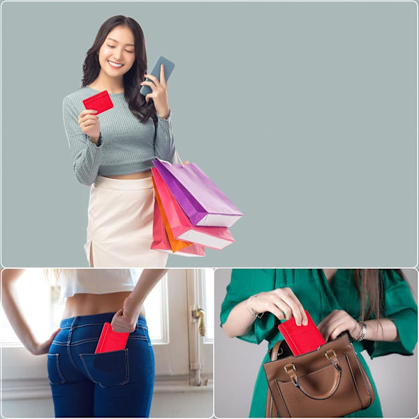 Resa Minimalistisk Slim Front Pocket Plånbok för Män Kvinnor, RFID-blockerande Kreditkortshållare Fodral (Röd) Red