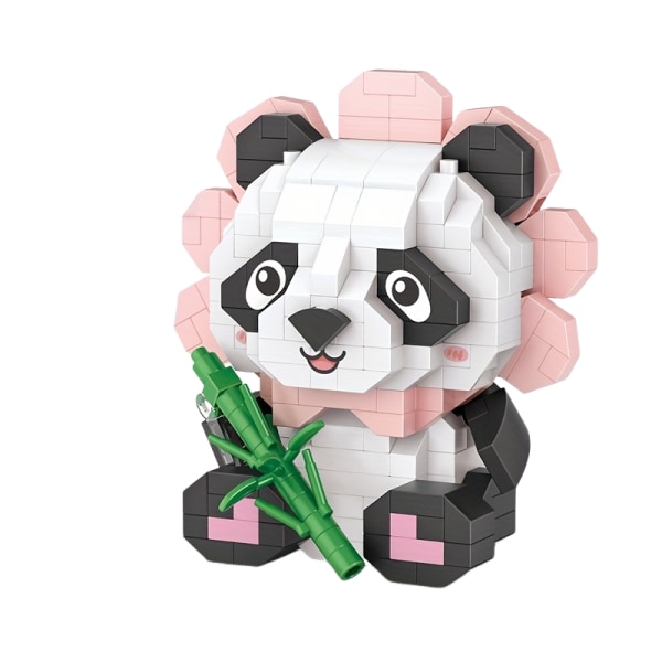 Söt djur Panda skrivbord byggstenar prydnad modell, kreativ Panda byggstenar leksaker, pedagogiska leksaker, julklappar för pojkar flickor och vänner
